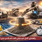 راهنمای کامل عیب‌یابی افت اسلامپ بتن آماده از انتخاب فوق‌روان‌کننده تا زمان صحیح افزودن در تراک میکسر